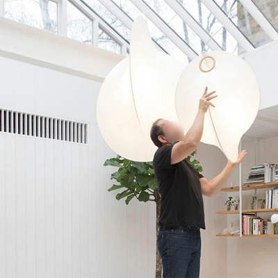 Contemporary Down Lighting 1 Light White Silk Hanging Light Fixtures for Living Room
