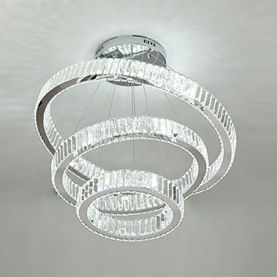 Contemporary Ring Chandelier Light Fixture Beveled K9 Crystal Pendant Chandelier