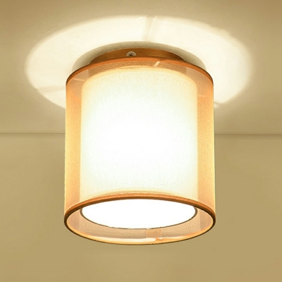 Traditional Style Ceiling Lamp Fabric Lampshade Flush Mount Ceiling Light Fixtures for Hallway Bedroom