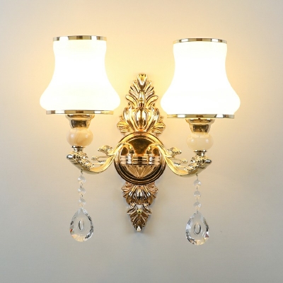 Traditional Wall Mounted Vanity Lights 2 Lights Glass Vintage Sconce Light Fixture for Bathroom