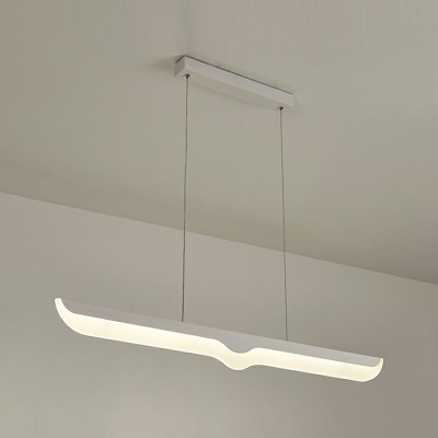 1-Light Hanging Lamp Kit Minimal Style Liner Shape Metal Island Chandelier