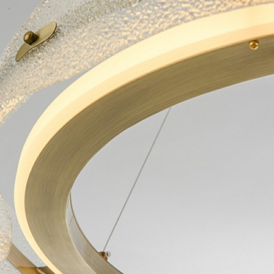 2-Light Hanging Lamps Minimalist Style Ring Shape Metal Third Gear Light Chandelier