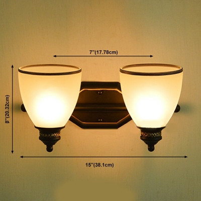 2-Light Sconce Lamp Traditional Style Cone Shape Metal Wall Light Fixtures