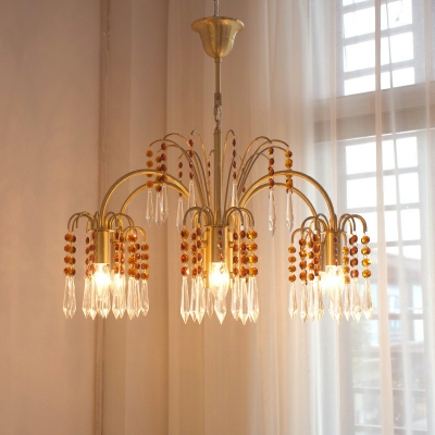 6-Light Ceiling Lamp Traditional Style Raindrop Shape Metal Chandelier Light Fixture