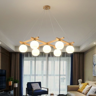 7-Light Island Pendants Modern Style Ball Shape Glass Hanging Chandelier Lighting Fixtures