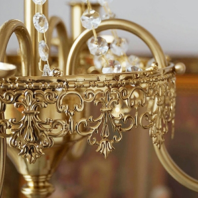 Brass 4 Lights Vintage Crystal Chandelier Pendant Light Traditional Bedroom Suspension Lighting
