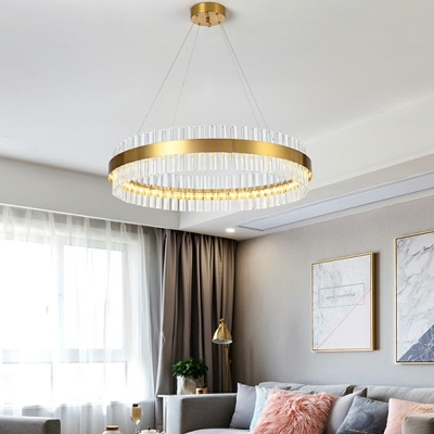 Contemporary Circular Chandelier Light Fixtures Crystal Ceiling Chandelier