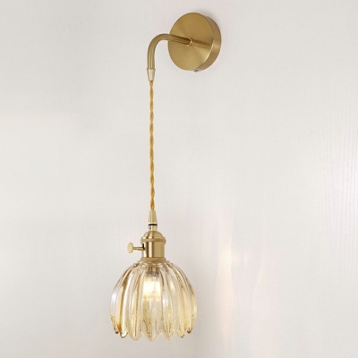 Industrial Vintage Wall Hanging Lights Brass and Glass Dome Lighting Sconce for Living Room
