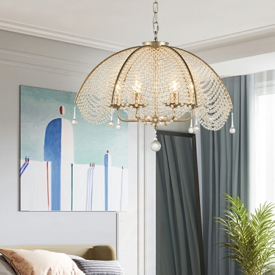 Metal Chandelier Lighting Fixtures 6 Lights Dome Modern Hanging Chandelier for Living Room