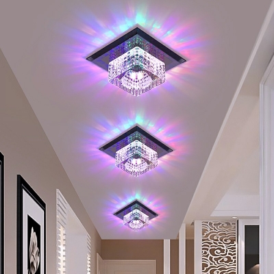 Modern Concealed Crystal Decorative Flush Mount Ceiling Fixture for Hotel Bar and Dinning Room