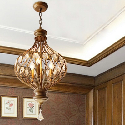 Modern Style Metal Chandelier Light 3 Lights Nordic Style Crystal Pendant Light for Living Room Dinning Room