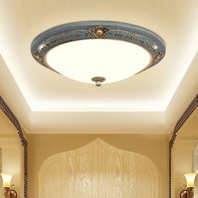 White Flush Mount Lamp Round Shade Modern Style Glass Led Flush Light for Dining Room
