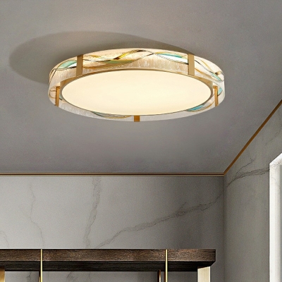 White Led Flush Ceiling Lights Round Shade Modern Style Glass Led Flush Light for Dining Room