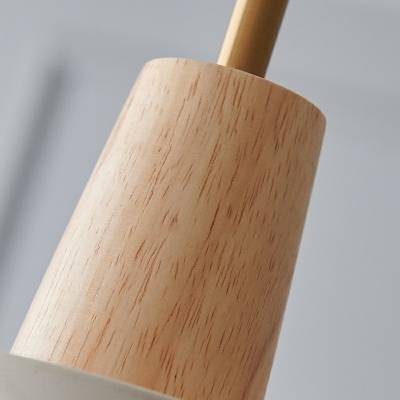 1-Light Ceiling Pendant Lamp Minimalist Style Tapered Shape Wood Hanging Fixture
