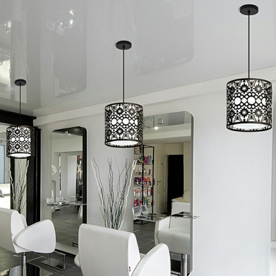 1-Light Hanging Ceiling Lights Contemporary Style Cylinder Shape Metal Pendant Lighting Fixtures