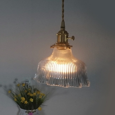 1-Light Hanging Light Fixtures Contemporary Style Cone Shape Glass Pendant Lighting