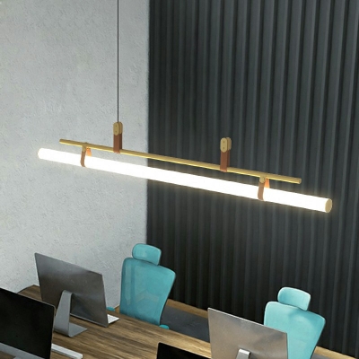 1-Light Island Lamp Fixture Modern Style Liner Shape Metal Third Gear Light Hanging Pendant Chandelier
