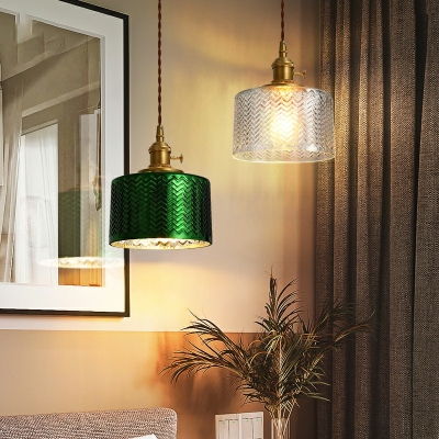 1-Light Pendant Lighting Fixtures Contemporary Style Cylinder Shape Metal Suspension Lamp