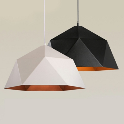 1-Light Pendant Lighting Simplicity Style Polygon Shape Metal Suspension Light