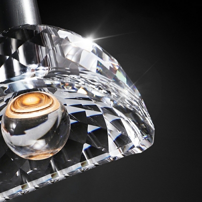 1-Light Suspension Lamp Modern Style Globe Shape Crystal Hanging Light Fixtures