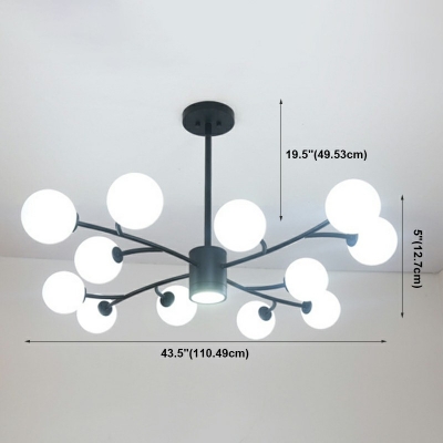 13-Light Pendant Chandelier Minimalist Style Ball Shape Metal White Light Hanging Lamp Kit