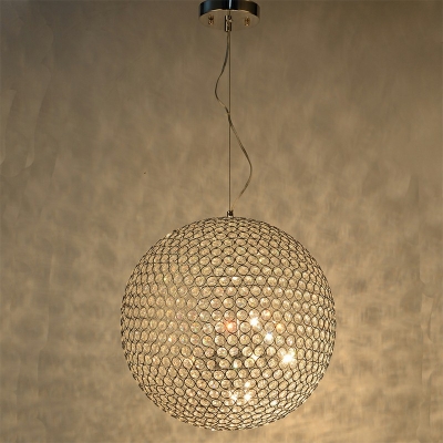 3 Lights Globe Crystal Chandelier Pendant Light Modern Basic Ceiling Chandelier for Living Room