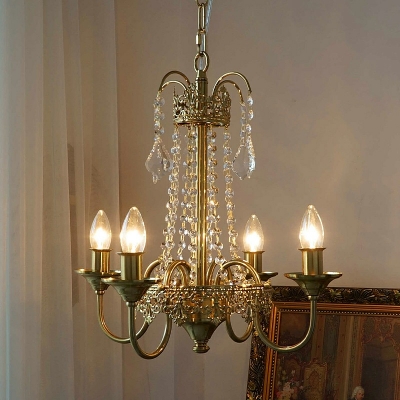 4 Light Chandelier Candle Shape Crystal Ceiling Chandelier for Bedroom