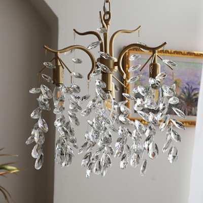 4-Light Hanging Ceiling Light Traditional Style Waterfall Shape Metal Chandelier Lights