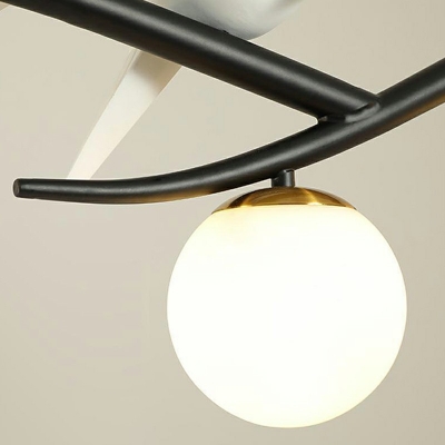 4 Lights Globe Shade Hanging Light Modern Style Glass Pendant Light for Living Room