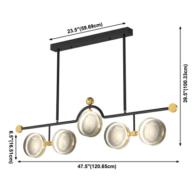5-Light Pendant Light Kit Minimalist Style Round Shape Glass Hanging Island Lights