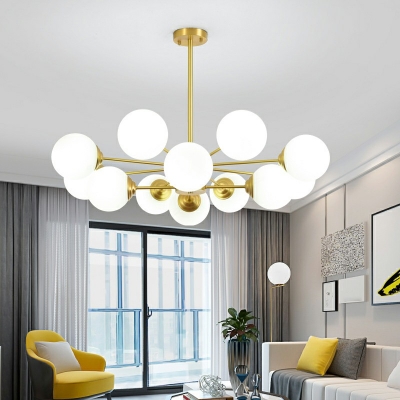Chandelier Lighting Fixtures 12 Globe Glass and Metal Modern Hanging Chandelier for Bedroom