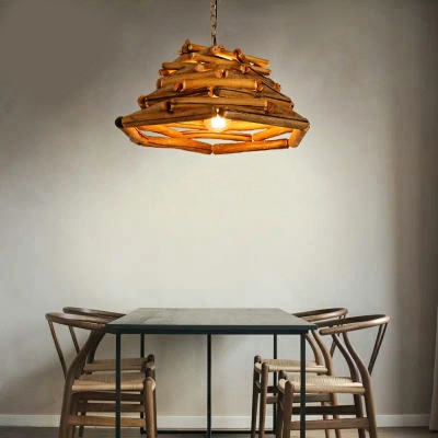 Modern Hanging Light Fixtures Basic 1 Light Wood Minimalist Ceiling Lamp for Dinning Room