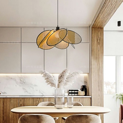 Modern Style Rattan Pendant Light Japanese Style Minimalism Hanging Light for Courtyard Kitchen