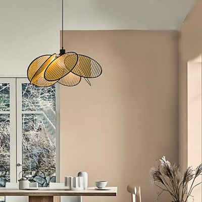 Modern Style Rattan Pendant Light Japanese Style Minimalism Hanging Light for Courtyard Kitchen