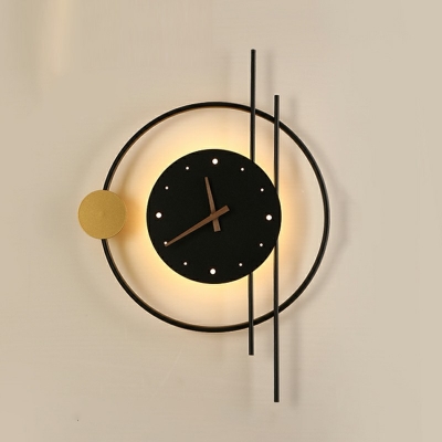 Modern Wall Lighting Fixtures Clock Shape Warm Light Wall Mounted Lighting for Bedroom