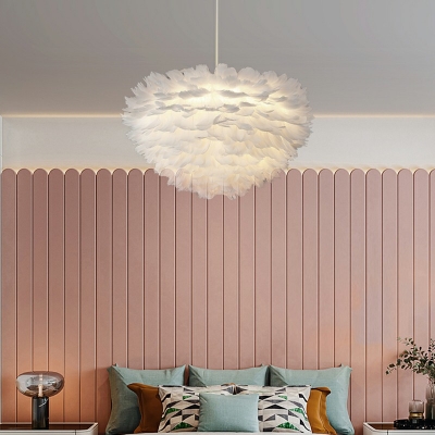 Modernism Hanging Lights 4 Light Feather Chandelier for Bedroom