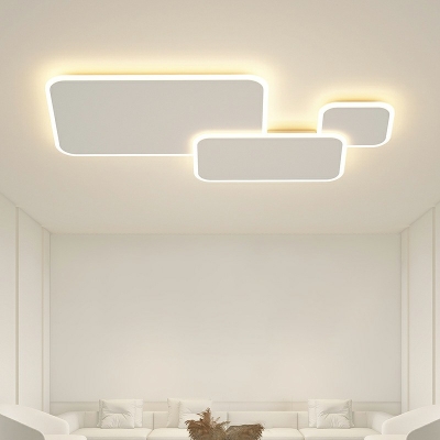 White Led Flush Mount Lights Rectangle Shade Modern Style Acrylic Led Flush Mount Fixture for Dining Room