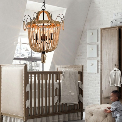 Wood Chandelier Lighting Fixtures 3 Lights Franch Style Vintage Traditional Living Room Ceiling Chandelier