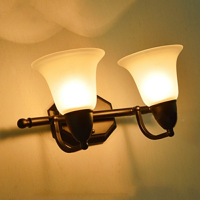 2-Light Sconce Lamp Traditional Style Bell Shape Metal Wall Light Fixtures