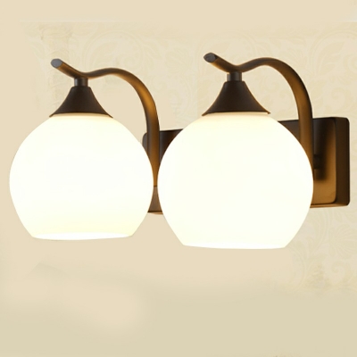 2-Light Sconce Lamp Traditional Style Globe Shape Metal Wall Lighting Fixtures