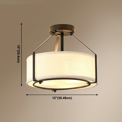 3 Light Traditional Flush Mount Ceiling Light Fabric Shade Fixtures Ceiling Lamp for Living Room
