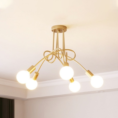 5-Light Ceiling Pendant Light Minimalist Style Ball Shape Metal Hanging Lamp Kit