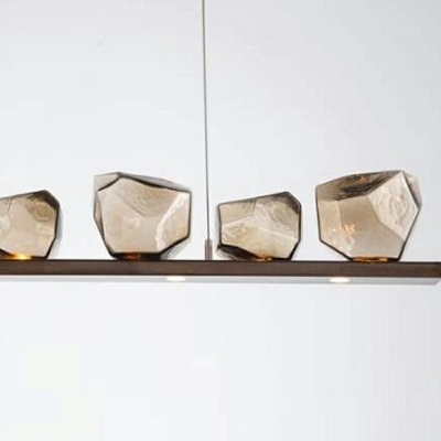 6-Light Suspension Light Minimalist Style Geometry Shape Glass Hanging Lamp Kit