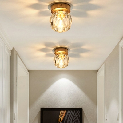 Creative Crystal Warm Decorative Semi Flush Ceiling Light for Corridor Bedroom and Hall