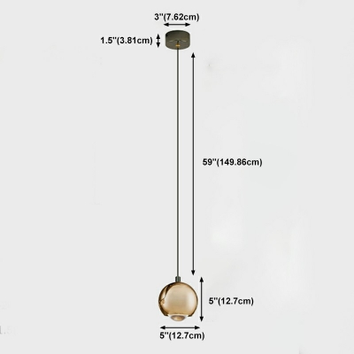 Globe Metal Suspension Pendant 1 Light Modern Minimalist Hanging Lamp for Living Room