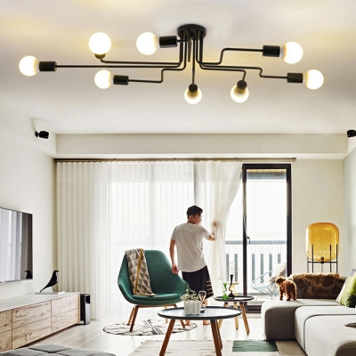 Modern Style LED Flushmount Light Industrial Style Metal Celling Light for Living Room