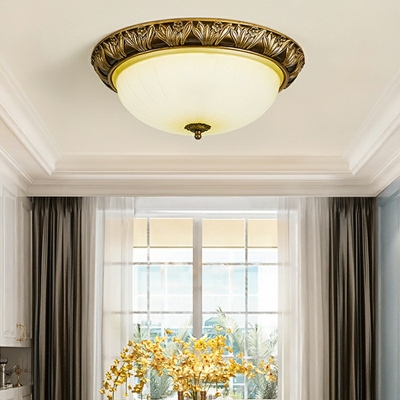 White Flushmount Lighting Round Shade Modern Style Glass Led Flush Light for Dining Room