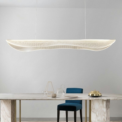 1-Light Hanging Pendant Minimal Style Liner Shape Metal Warm Light Island Lighting