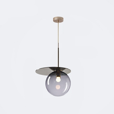 1-Light Suspension Light Industrial Style Globe Shape Glass Hanging Ceiling Lights