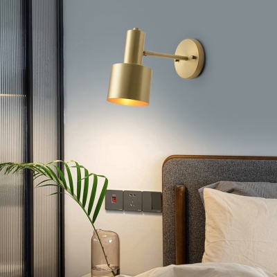 1-Light Wall Mounted Reading Lights Simplicity Style Cylinder Shape Metal Sconce Lights
